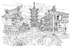 Wutai Pagoda Art from Final Fantasy VII