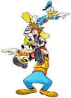 Donald, Sora, and Goofy